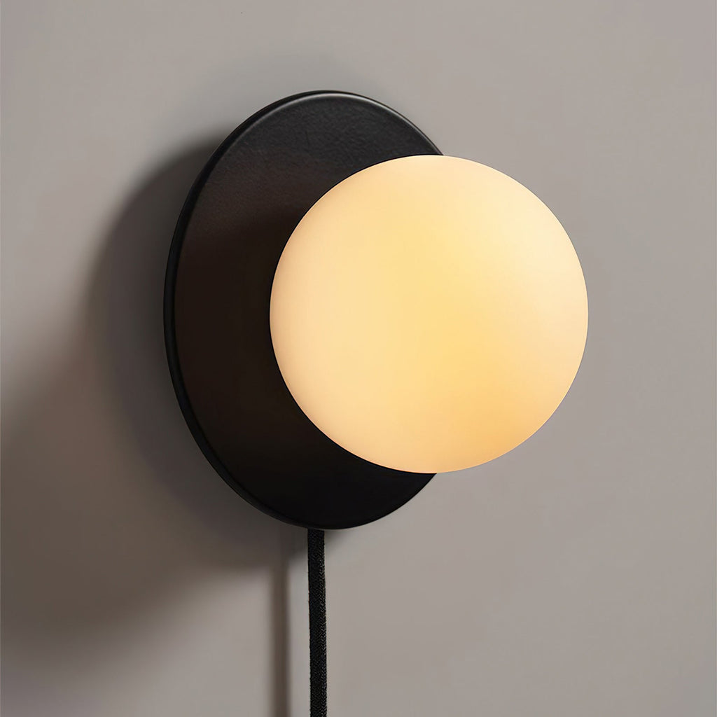 Glass Globe Plug-In Bedside Wall Sconce