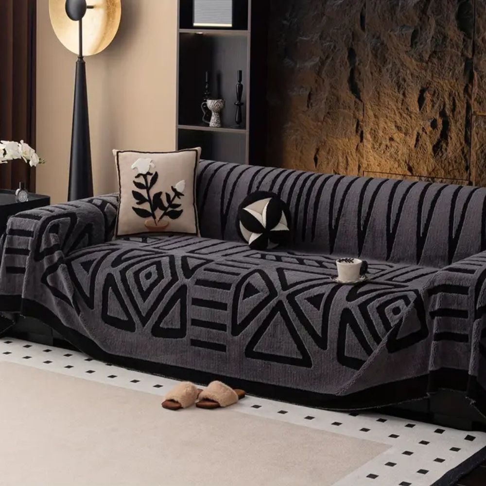 MazeLuxe: Jacquard Sofa Throw – Non-Slip Sofa Cover in Modern Design