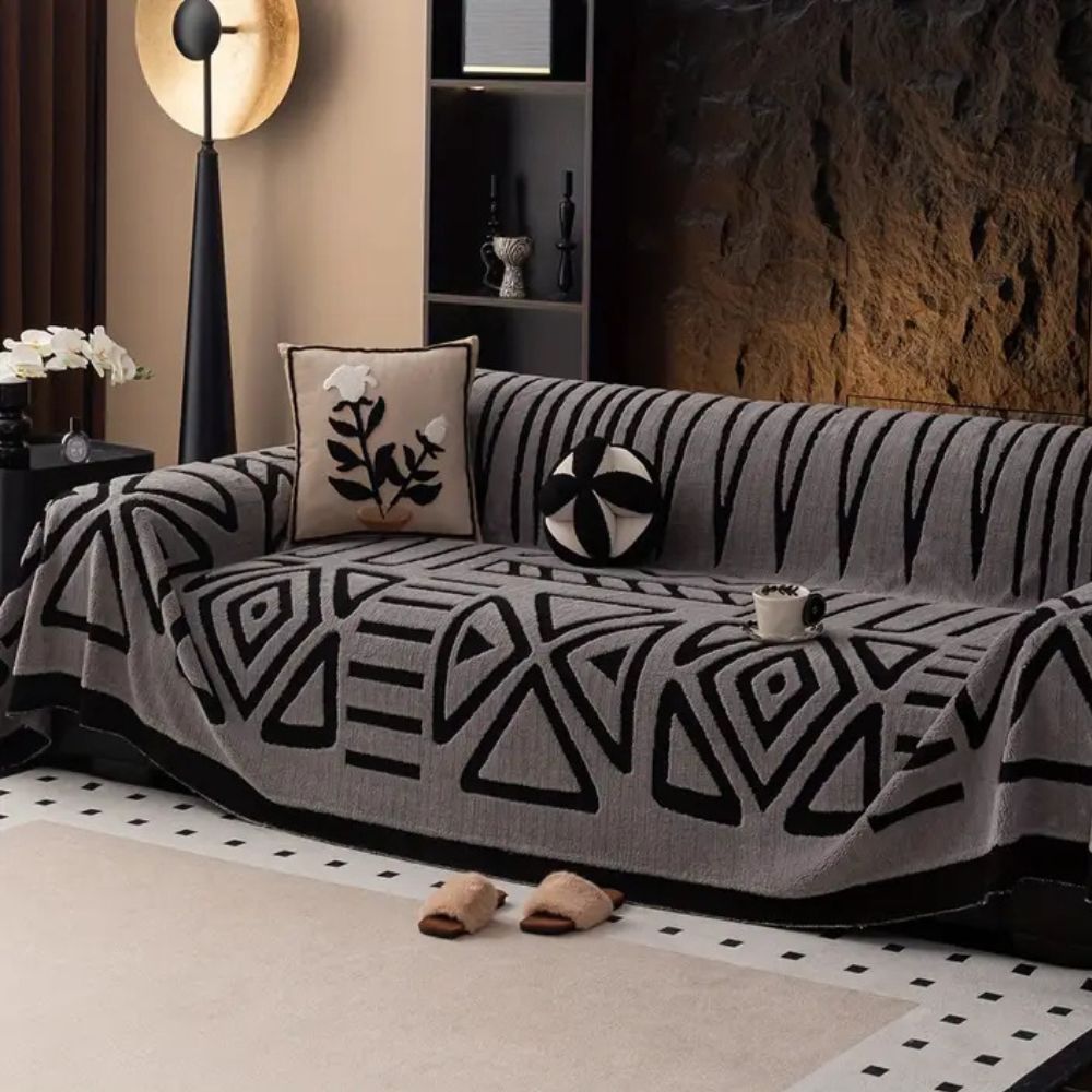 MazeLuxe: Jacquard Sofa Throw – Non-Slip Sofa Cover in Modern Design