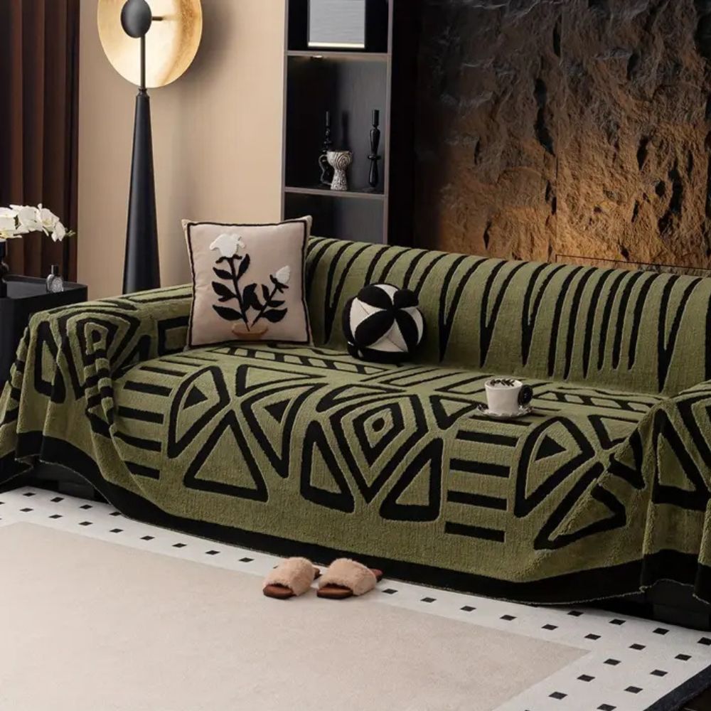 MazeLuxe: Jacquard Sofa Throw – Non-Slip Sofa Cover in Modern Design