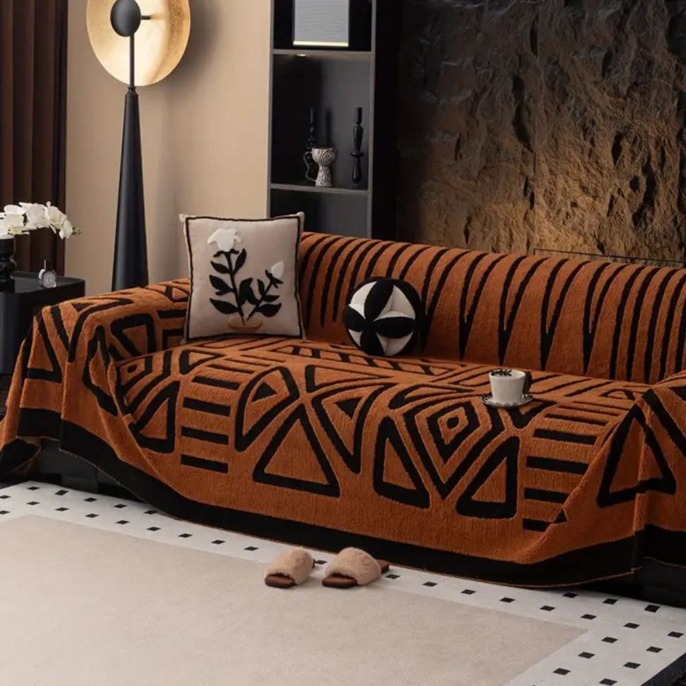 MazeLuxe: Jacquard Sofa Throw – Non-Slip Sofa Cover in Modern Design