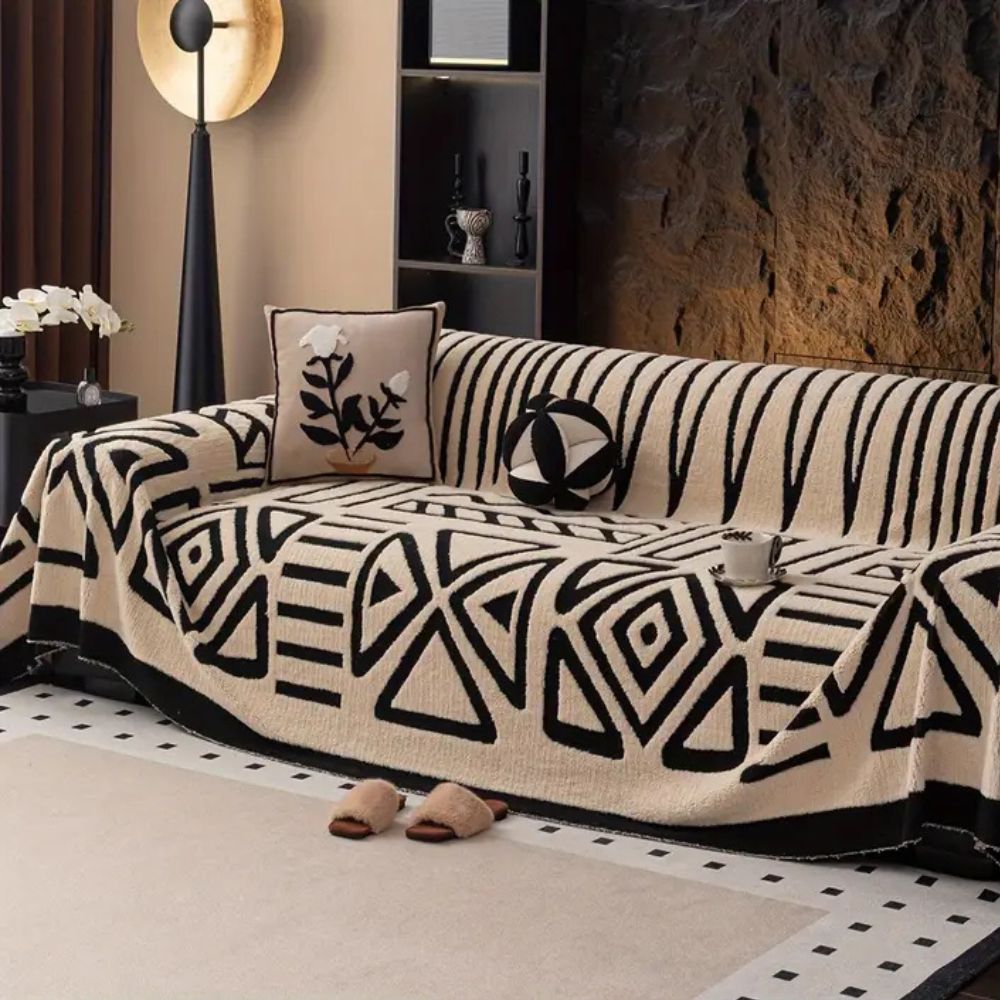 MazeLuxe: Jacquard Sofa Throw – Non-Slip Sofa Cover in Modern Design