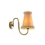 Vintage Gold Fabric Shade Hardwired Wall Lamp