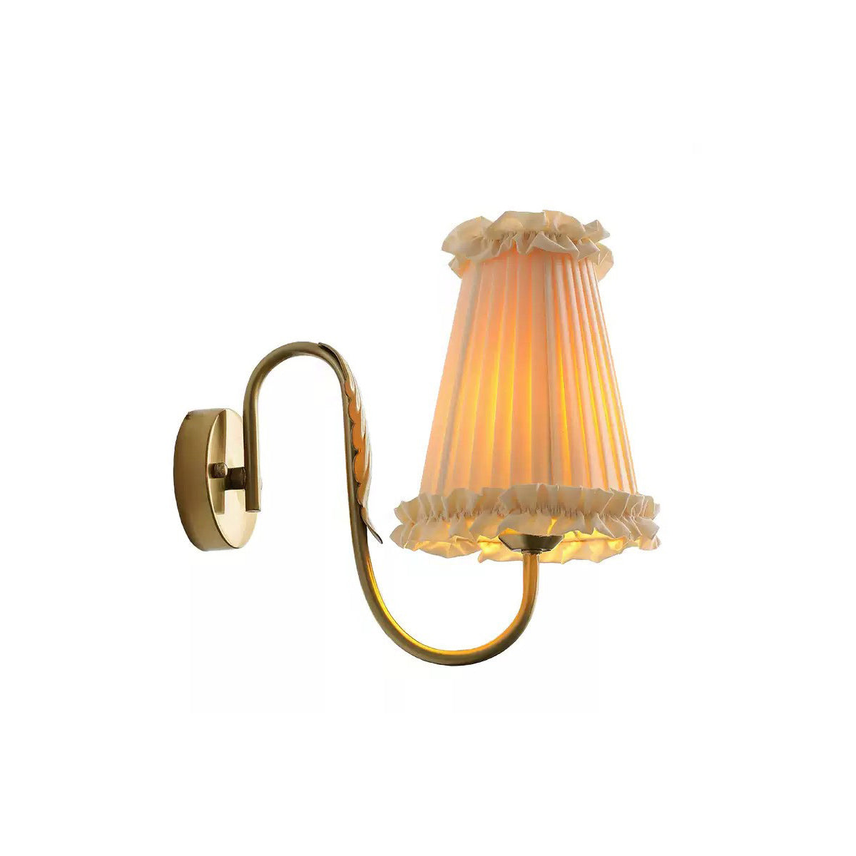 Vintage Gold Fabric Shade Hardwired Wall Lamp