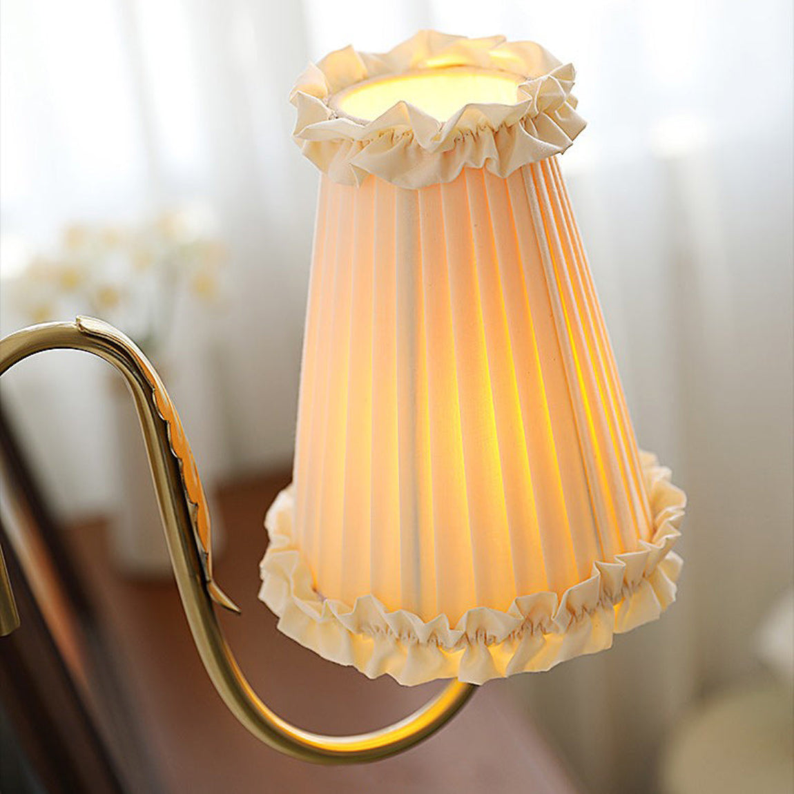 Vintage Gold Fabric Shade Hardwired Wall Lamp