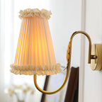 Vintage Gold Fabric Shade Hardwired Wall Lamp