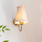 Vintage Gold Fabric Shade Hardwired Wall Lamp