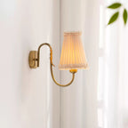 Vintage Gold Fabric Shade Hardwired Wall Lamp