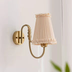 Vintage Gold Fabric Shade Hardwired Wall Lamp