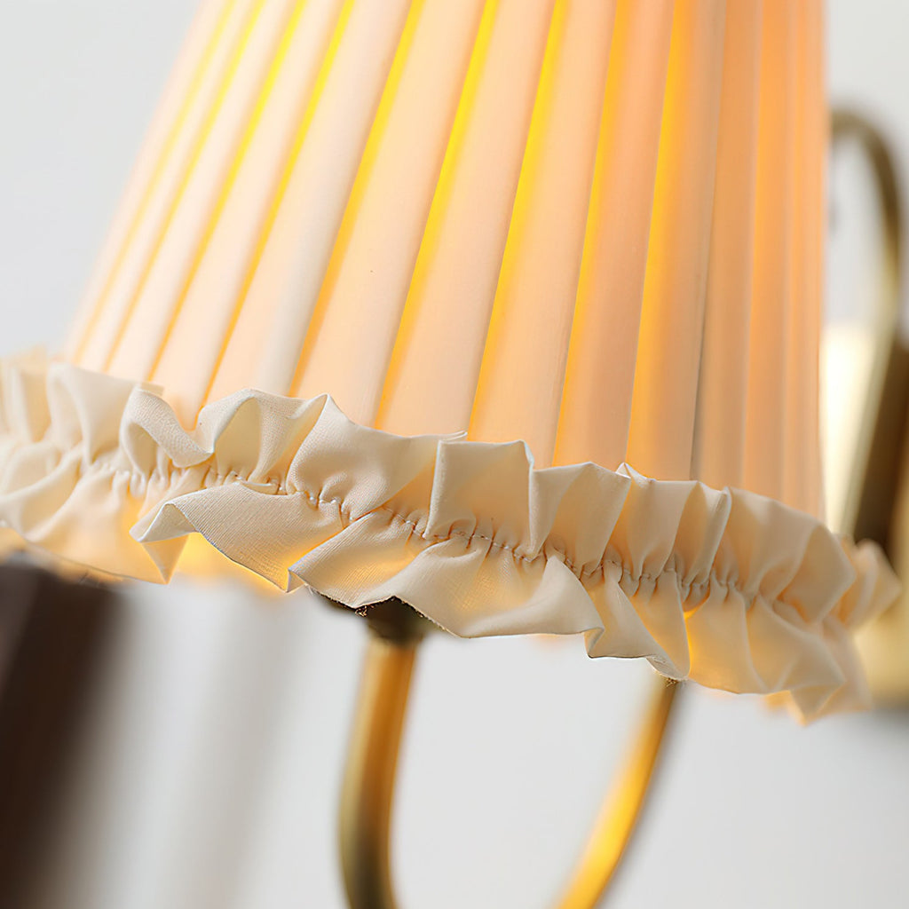Vintage Gold Fabric Shade Hardwired Wall Lamp