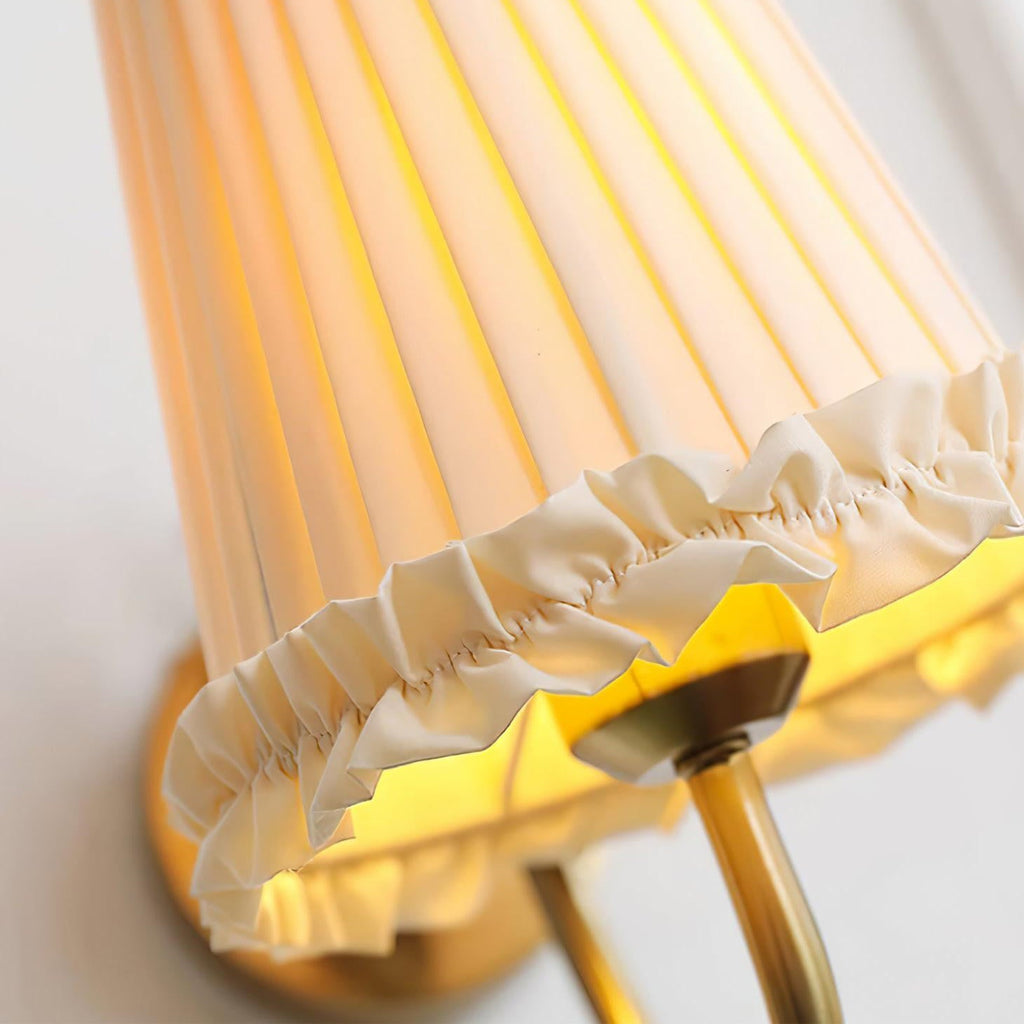 Vintage Gold Fabric Shade Hardwired Wall Lamp