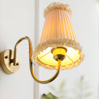 Vintage Gold Fabric Shade Hardwired Wall Lamp
