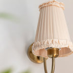 Vintage Gold Fabric Shade Hardwired Wall Lamp