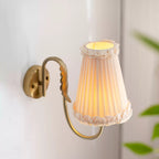 Vintage Gold Fabric Shade Hardwired Wall Lamp