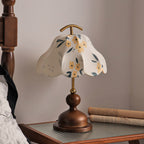 Wildflower Linen Shade Arched Handle Table Lamp