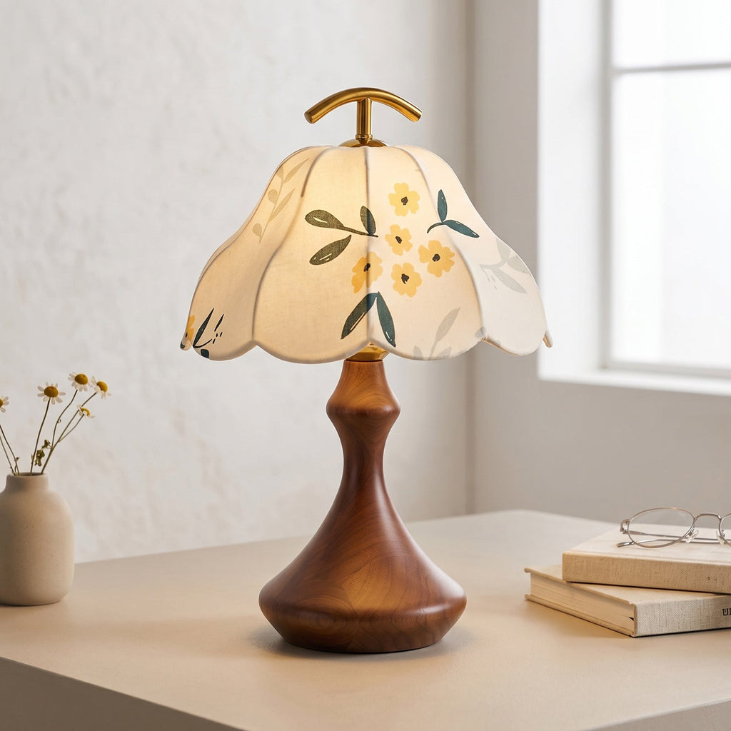 Wildflower Linen Shade Arched Handle Table Lamp