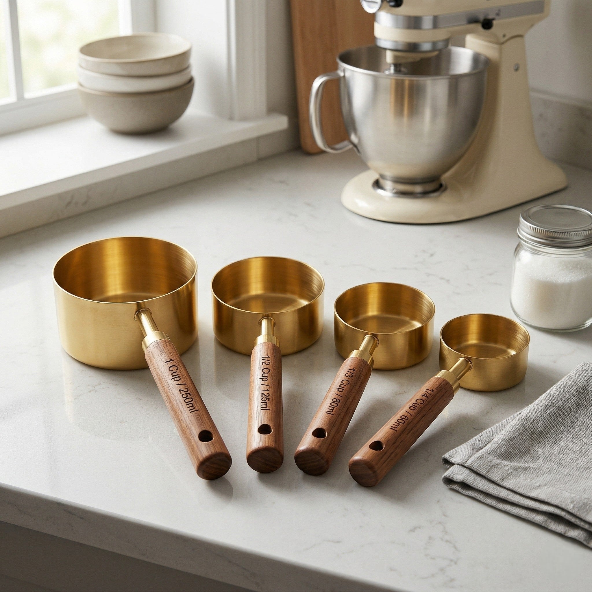 Measuring Cup and Spoon Set with Handles for Baking and Cooking