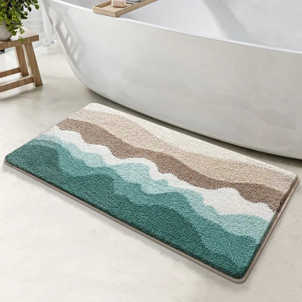 MeerLust: Non-Slip Bath Mat in Wave Design – Soft, Absorbent & Washable
