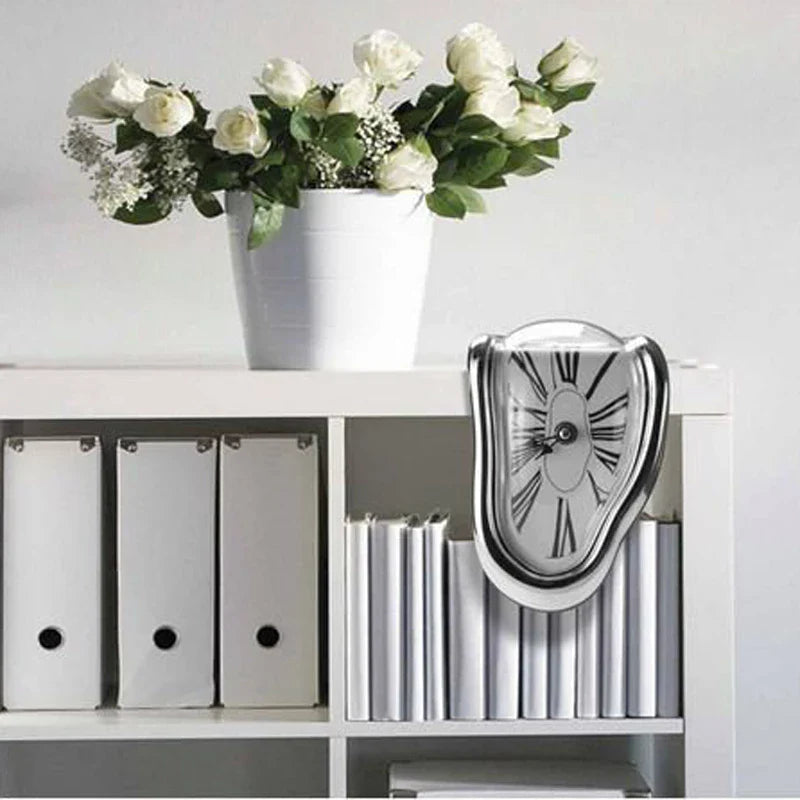 Melting Clock Plastic Distorted Design Battery Operated Desk Clock