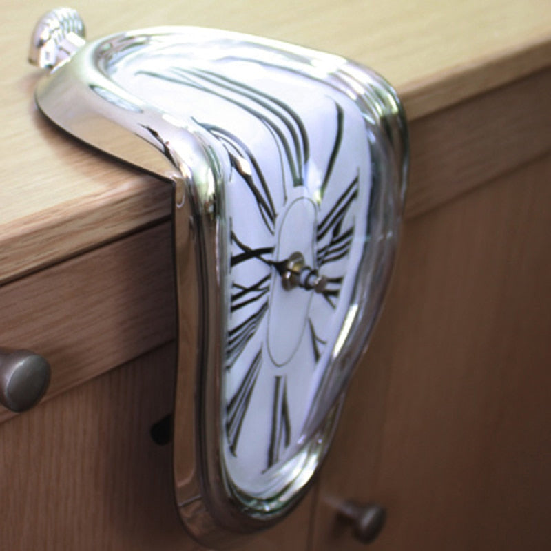 Melting Clock Plastic Distorted Design Battery Operated Desk Clock