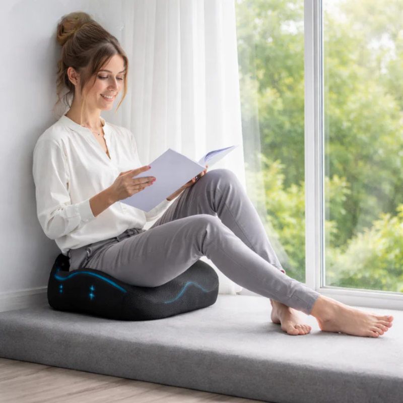 Memory Foam Seat Cushion Tailbone Cutout Non Slip Base