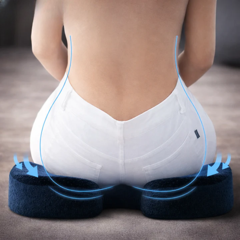 Memory Foam Seat Cushion Tailbone Cutout Non Slip Base