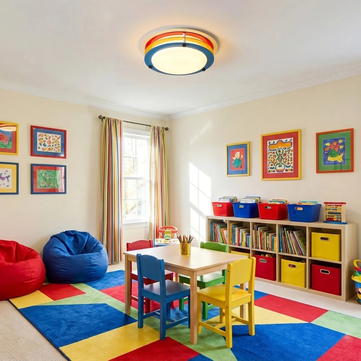 Stacked Rings Colorblock LED Flush Mount Ceiling Light