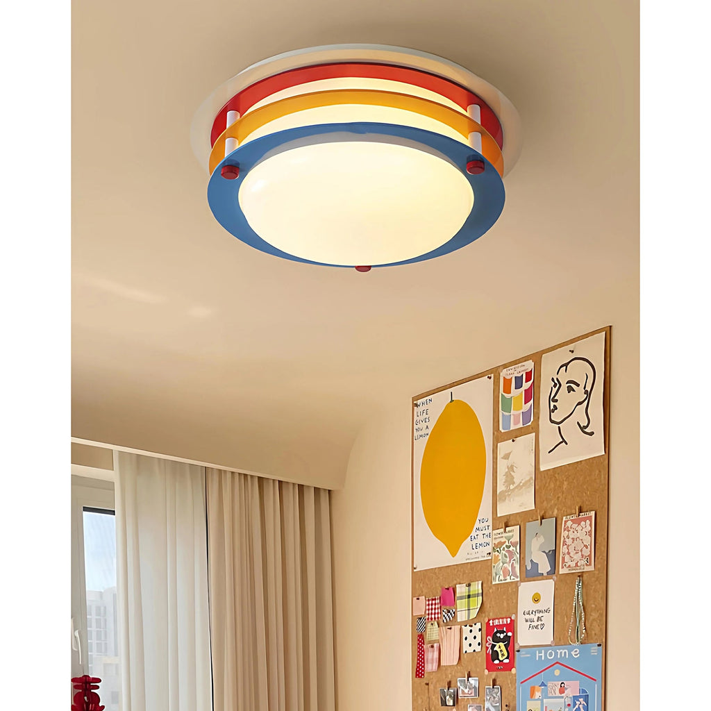 Stacked Rings Colorblock LED Flush Mount Ceiling Light