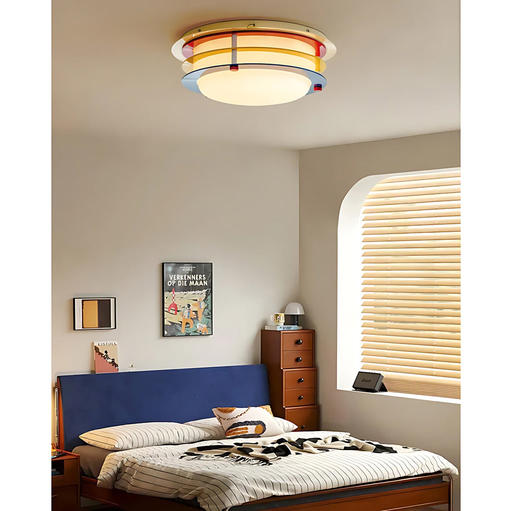 Stacked Rings Colorblock LED Flush Mount Ceiling Light