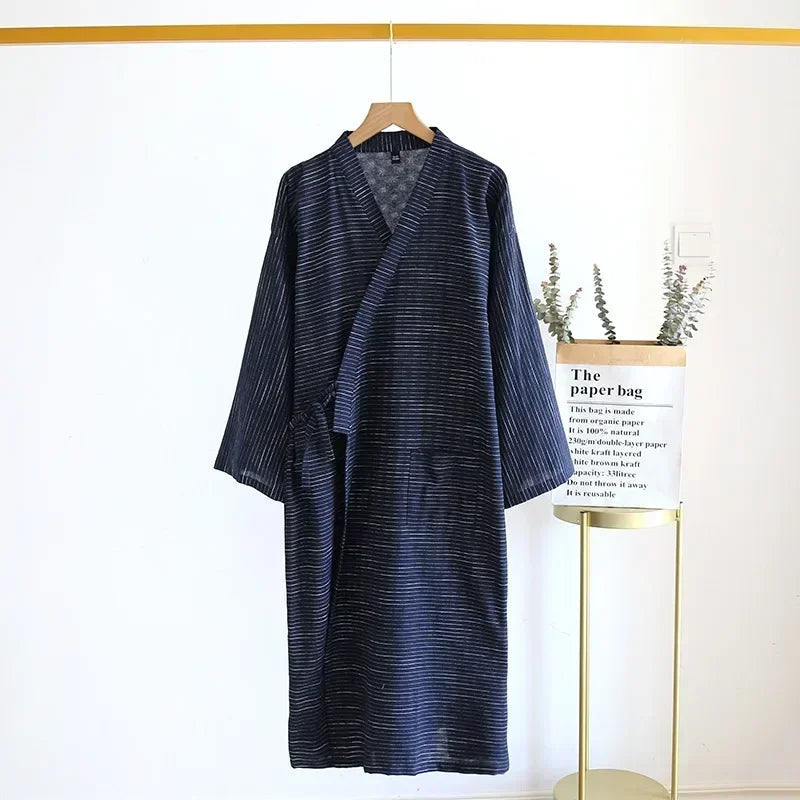 Men's Cotton Kimono Nightgown – Soft, Breathable Nightshirt for Ultimate Comfort