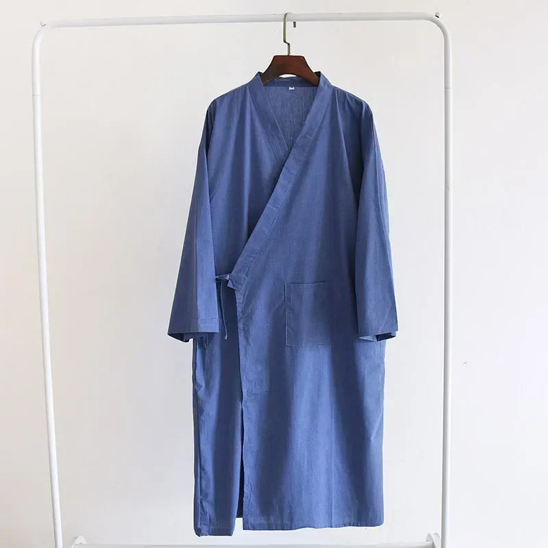 Men's Cotton Kimono Nightgown – Soft, Breathable Nightshirt for Ultimate Comfort