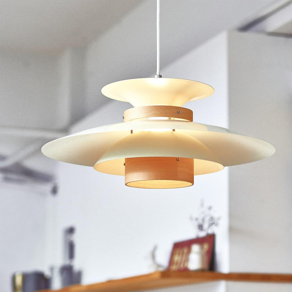 MerceroLux: Pendant Light made of Aluminum & Wood with 4 Adjustable Shades & E27 Socket – for Dining Areas & Children's Rooms