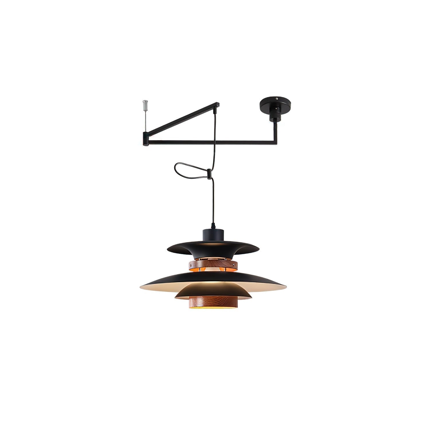 MerceroLux: Pendant Light made of Aluminum & Wood with 4 Adjustable Shades & E27 Socket – for Dining Areas & Children's Rooms