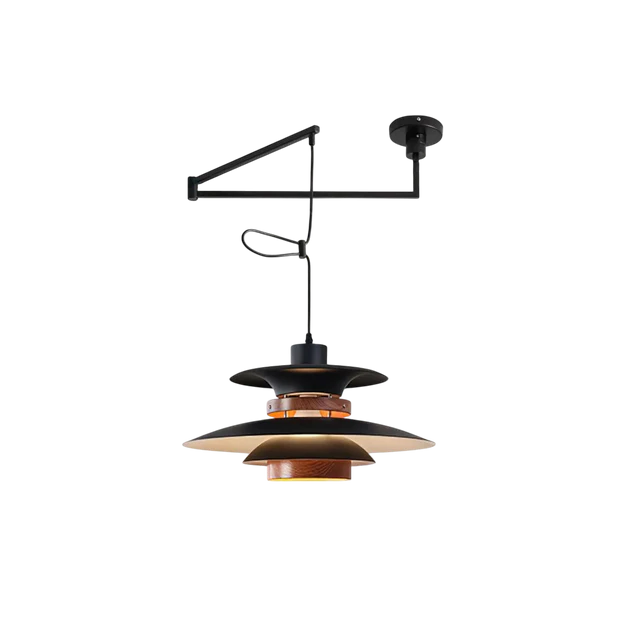 MerceroLux: Pendant Light made of Aluminum & Wood with 4 Adjustable Shades & E27 Socket – for Dining Areas & Children's Rooms