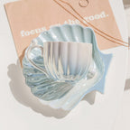 Mermaid-Inspired Tea Cup Set with Iridescent Shell Design – Ceramic Cup and Saucer Set for Coastal Elegance