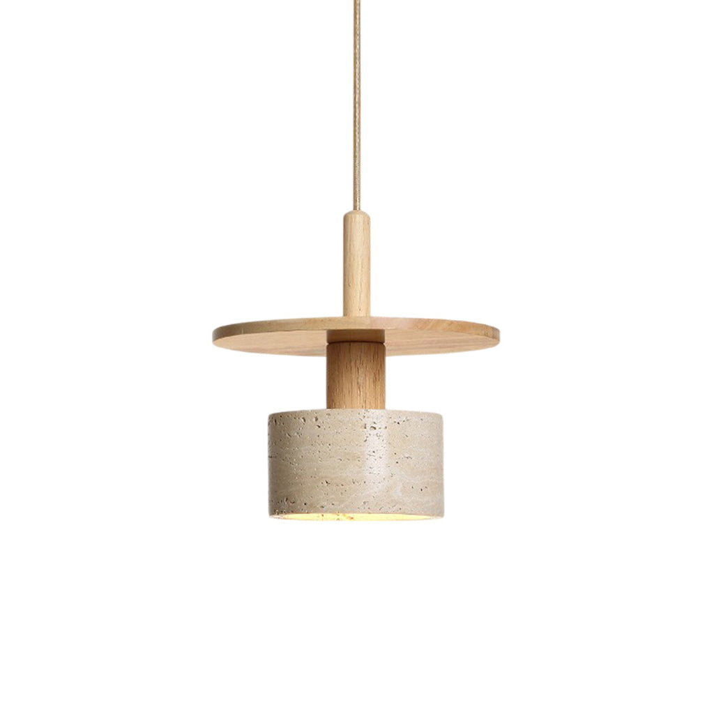 Mersi Travertine & Wood Pendant Light