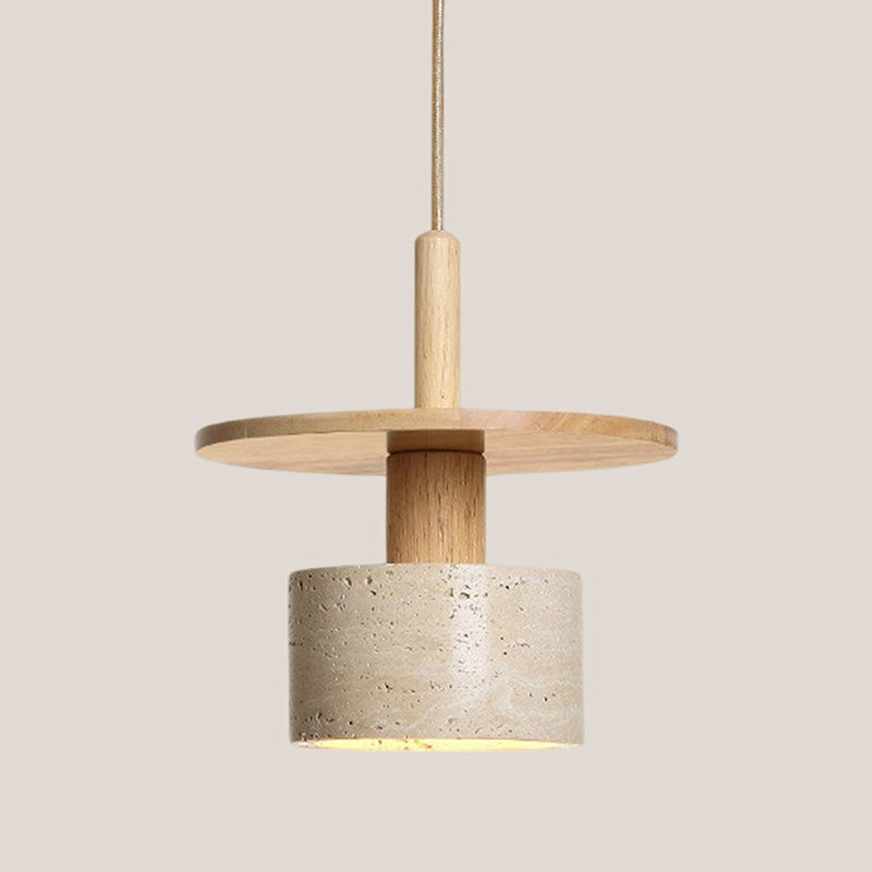 Mersi Travertine & Wood Pendant Light