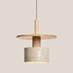 Mersi Travertine & Wood Pendant Light