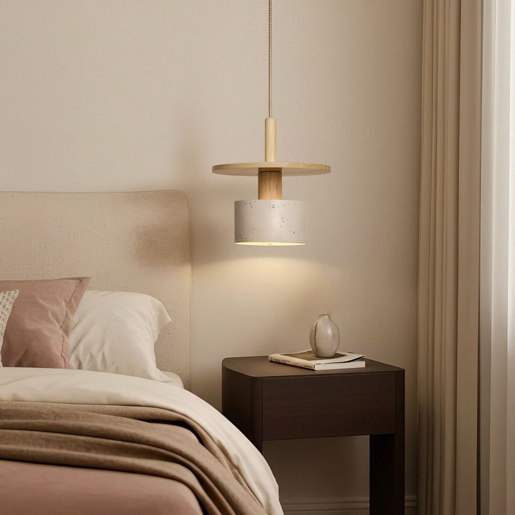 Mersi Travertine & Wood Pendant Light
