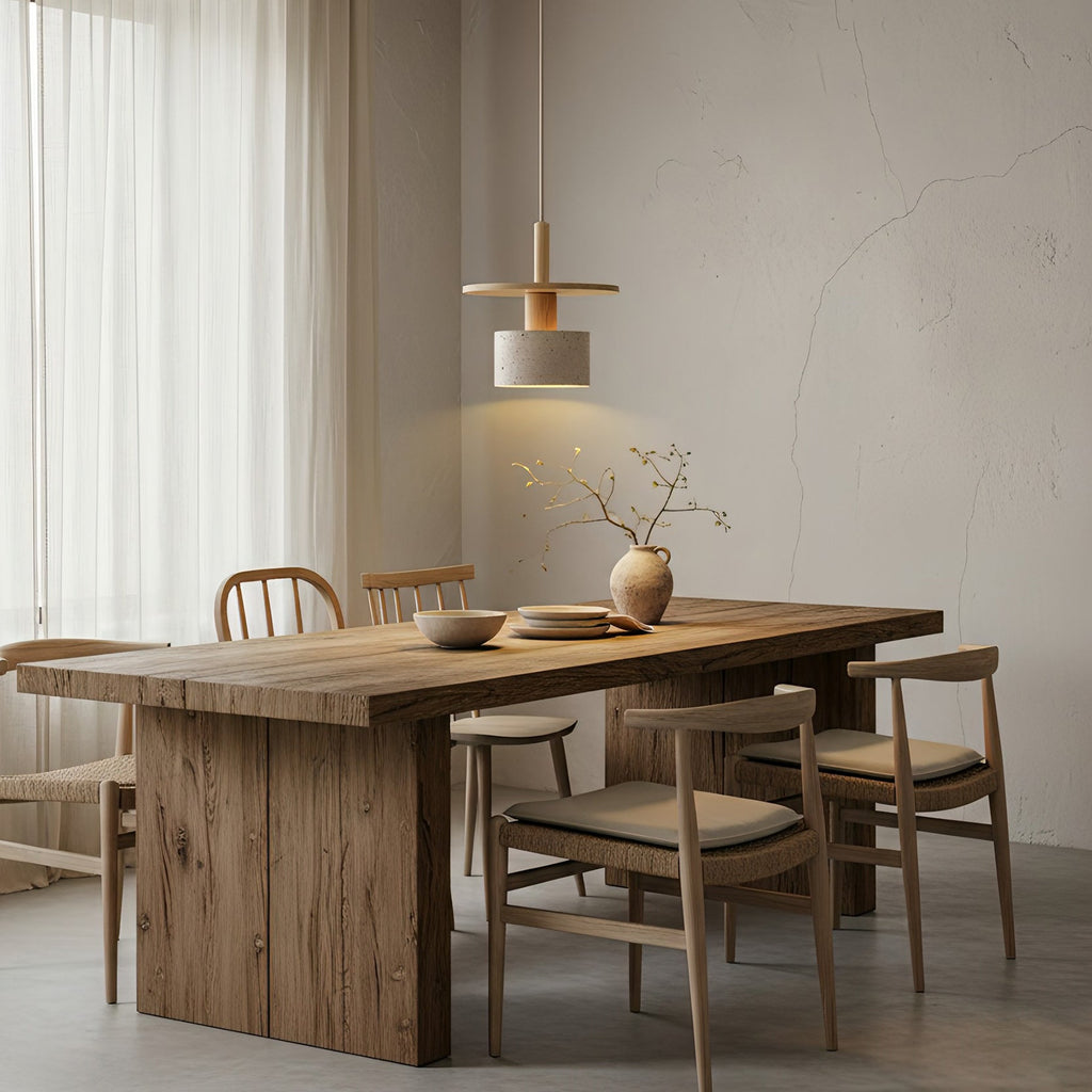 Mersi Travertine & Wood Pendant Light