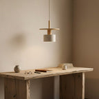 Mersi Travertine & Wood Pendant Light