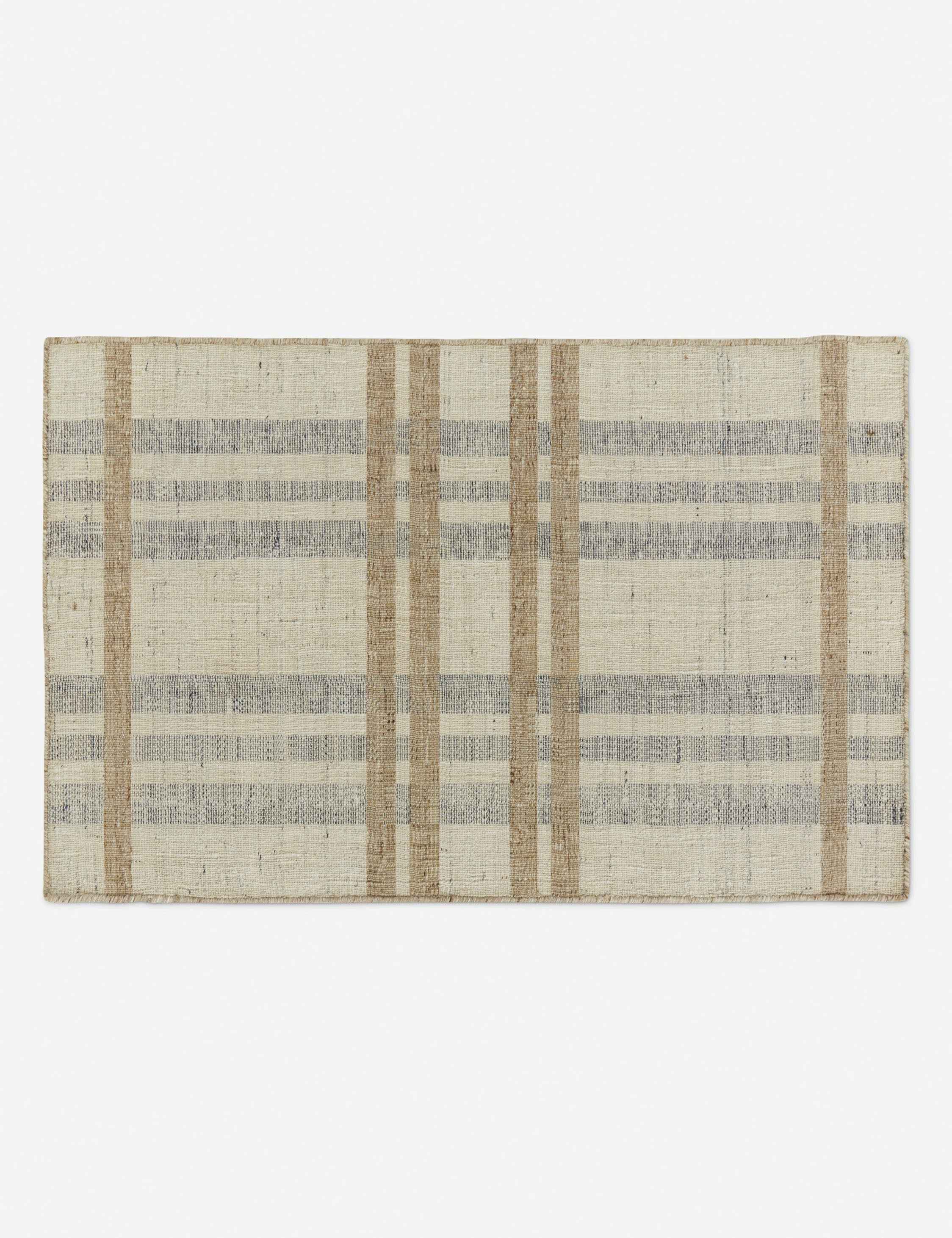 Milo Handwoven Wool Rug | Rustic Plaid Design, Artisan Crafted