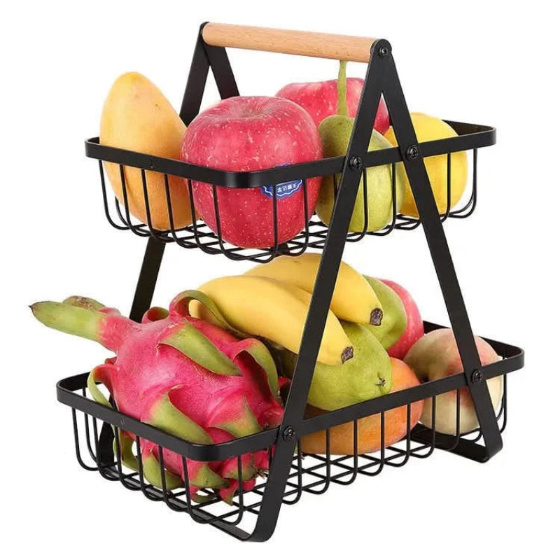 Carbon Steel Fruit Basket Multi Level Countertop Organizer for Kitchen Storage