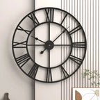 Roman Numeral Wall Clock, Metal Construction, Battery Powered
