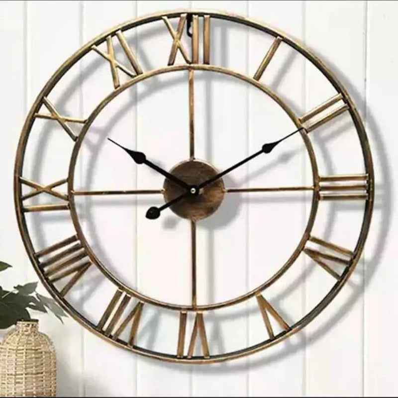 Roman Numeral Wall Clock, Metal Construction, Battery Powered