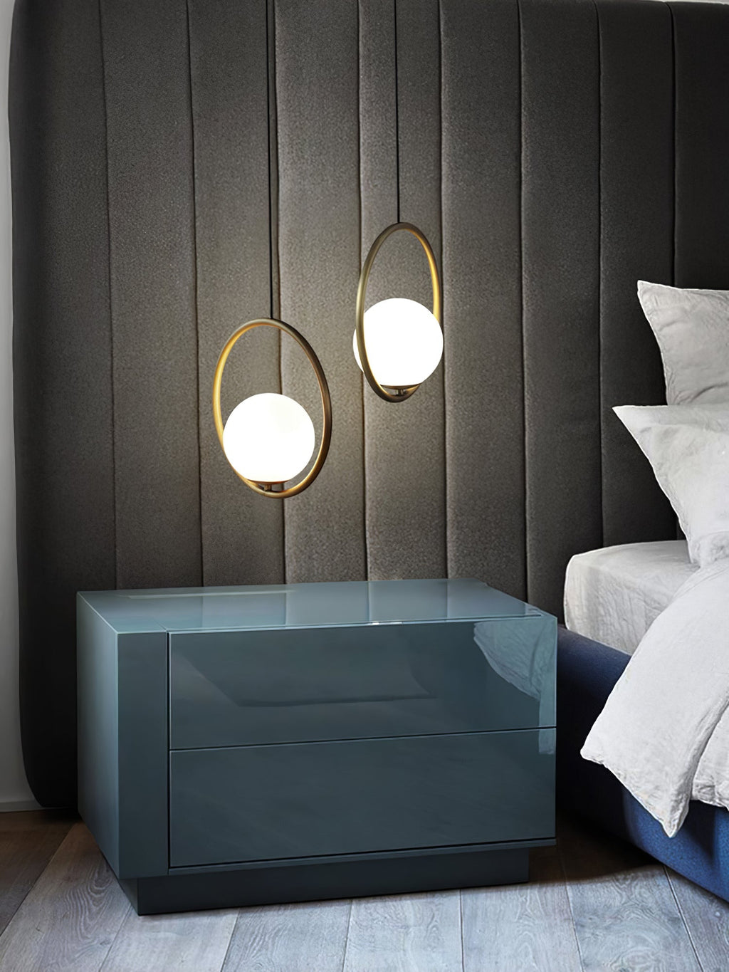 Modern Brass Ring Globe Glass Pendant Light 1-Light