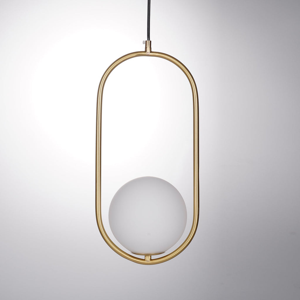 Modern Brass Ring Globe Glass Pendant Light 1-Light
