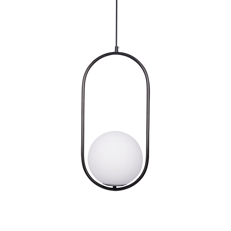 Modern Brass Ring Globe Glass Pendant Light 1-Light