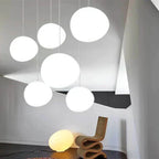 Milk White – Satin Glass Pendant Light with Metal Accents – for Living Room & Dining Room