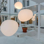 Milk White – Satin Glass Pendant Light with Metal Accents – for Living Room & Dining Room